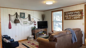 TV, fireplace, DVD player, video library