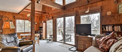 Fernseher, Kamin, DVD-Player, Bücher
