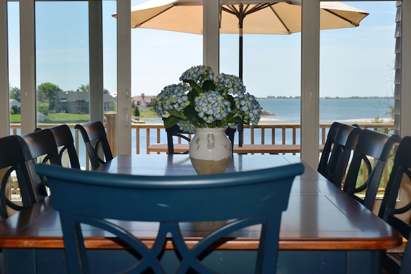 Dining table and picnic table
water view