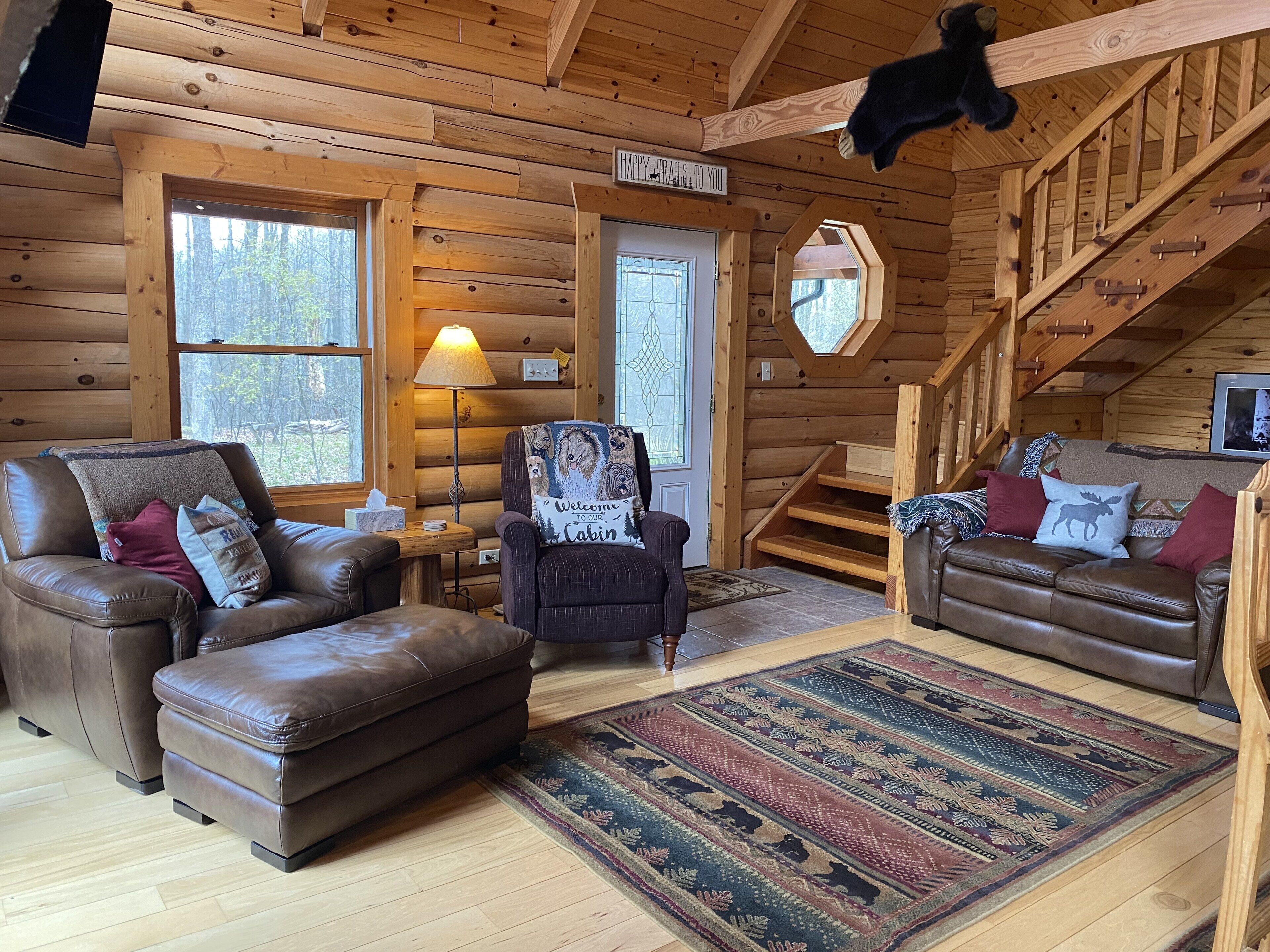 Relax and Unplug at this peaceful log home.