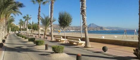 Beach nearby, sun-loungers