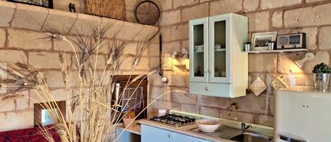 ثلاجة، موقد طهي مسطح، ماكينة لصنع القهوة/الشاي، مستلزمات طهي/أطباق/أوعية