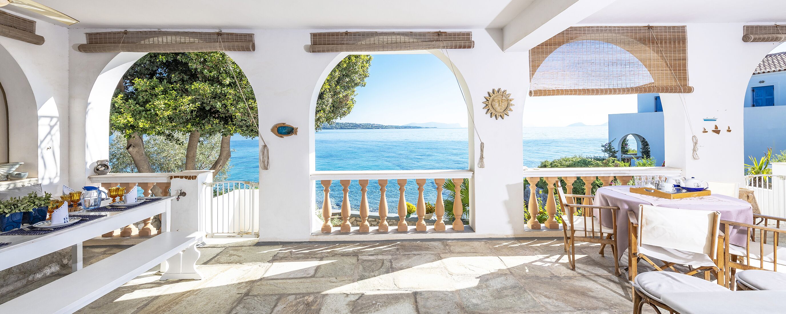 main veranda with amazing sea view, Peloponnese and some  of Saronic islands 