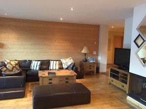 Living area - Luxury Ski-in/Ski-out Apartment with spectacular views of the Dents du Midi (Val D'Illiez)