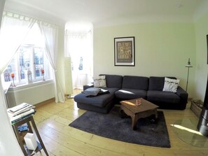 Älytelevisio, takka, DVD-soitin, stereot