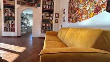 Fernseher, Kamin, DVD-Player, Bücher