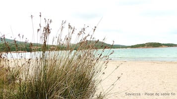 On the beach, sun loungers