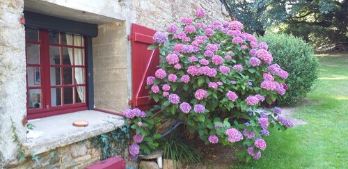Country house near Vannes, very QUIET site with flowers and trees 