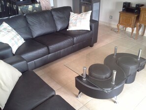 Télévision, cheminée, lecteur de DVD, chaîne hi-fi