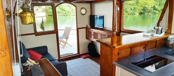 Romantic stay on boat at pier