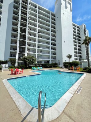 Outdoor pool, a heated pool - Stunning Views, Oceanfront 10th Floor condo with Heated Pool!  (Galveston)