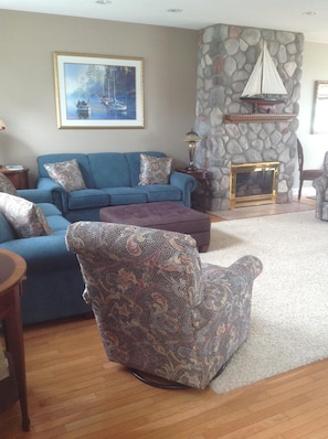 TV, fireplace, video games, DVD player