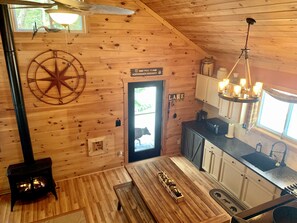 Fridge, microwave, oven, stovetop - Romantic Cabin Nestled In The Woods In Blue Mountain Lake. (Indian Lake)