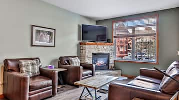 Smart TV, fireplace, DVD player