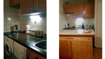 Een koelkast, een microgolfoven, een oven, een vaatwasser