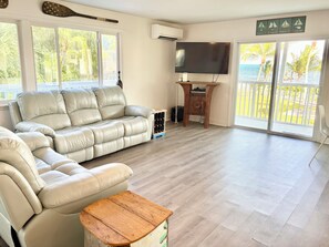 Smart TV, DVD player, books, video library