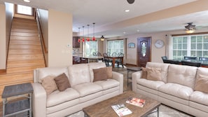 Open concept living room and kitchen.  Great to cool off in!