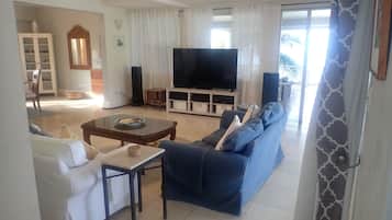 Smart TV, DVD player, books, stereo