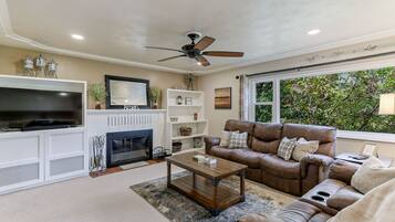 Smart TV, video games, DVD player, foosball