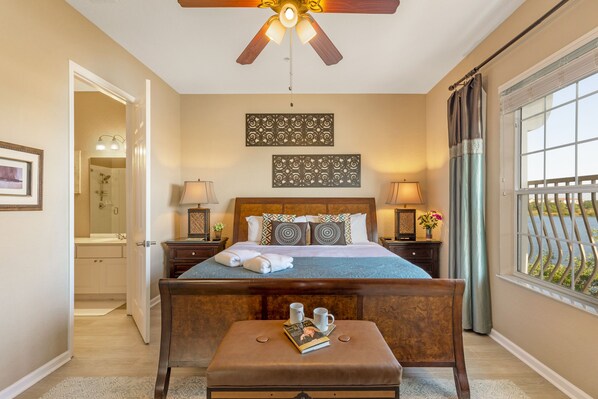 3 bedrooms, desk, iron/ironing board, travel cot
