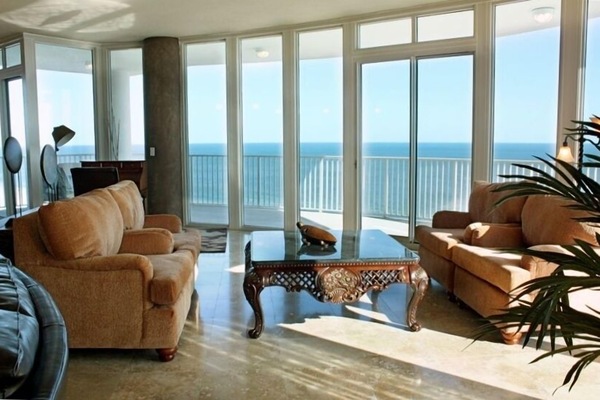 Living Area with a beautiful view of the Gulf of Mexico