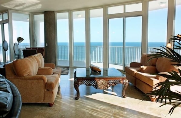 Living Area with a beautiful view of the Gulf of Mexico