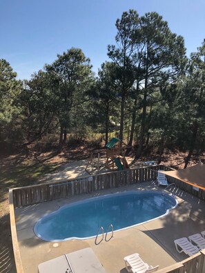 Outdoor pool - A few step to the beach/Private Pool/Spa/Linens/Beds made/office/Wifi/much more (Corolla)