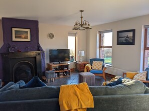 TV, peis, DVD-spiller og bøker