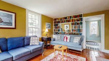 TV, DVD player, books, video library