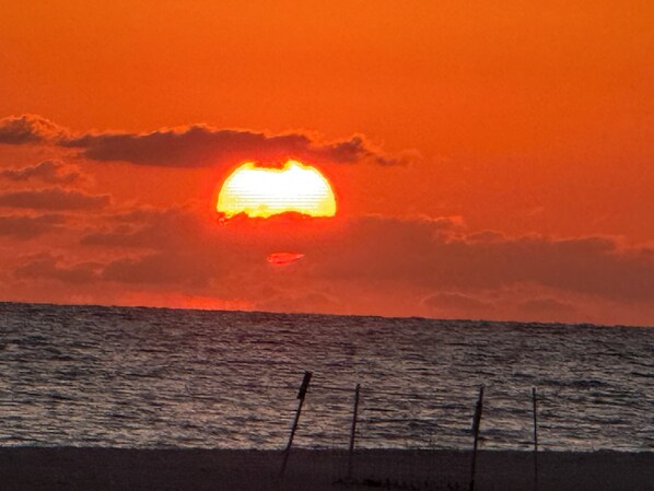 Beach nearby, sun loungers