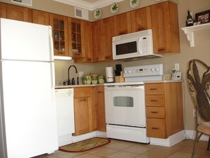 Fridge, microwave, oven, stovetop - Direct Oceanfront Luxury, Miles of Ocean View, King bed, Walk-in Shower. (Hilton Head Island)