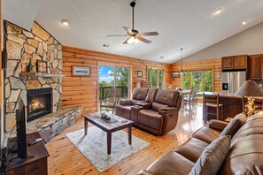 TV, fireplace, DVD player, foosball