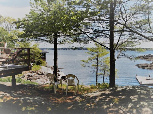 Enjoy the stunning views while relaxing on the deck at East Ledge Cottage