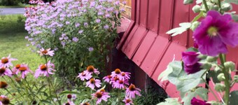 Et hyggeligt hus på gården midt i to lader i Hudson Valley