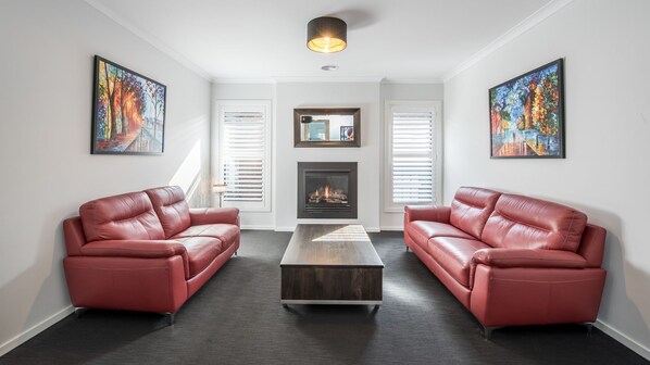 Smart TV, chimenea, videojuegos y reproductor de DVD 