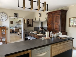 Dining - Stone farmhouse with pool (Saint-André-de-Roquepertuis)