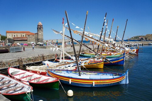 Collioure, villa moderne, piscine chauffée et superbe vue