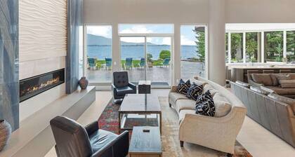 Sleeps 24! Luxe Waterfront Estate w Beach, Hot Tub