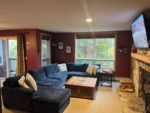 TV, fireplace, DVD player, table football