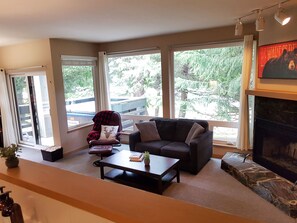 Smart TV, fireplace, stereo