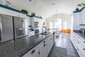 Fridge, microwave, oven, stovetop - 5710 - Karen's Krib | Oceanfront | Nags Head | Sleeps 16 (Nags Head)