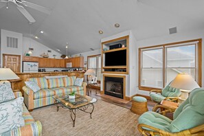 TV, fireplace, video games, DVD player