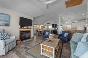 TV, fireplace, DVD player, video library
