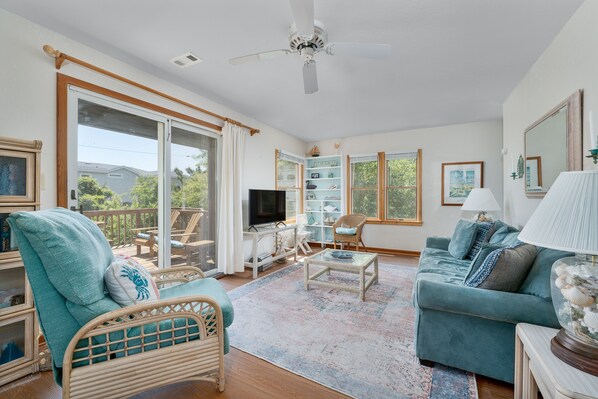 Televisión, reproductor de DVD, libros y estéreo 