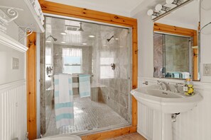 Shower, jetted tub, bidet, soap