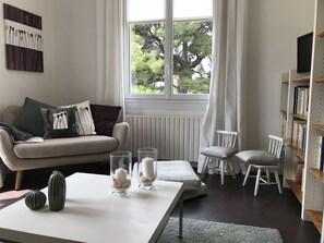 Télévision, lecteur de DVD, livres, vidéothèque