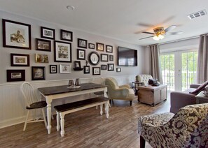 TV, books, music library, video library