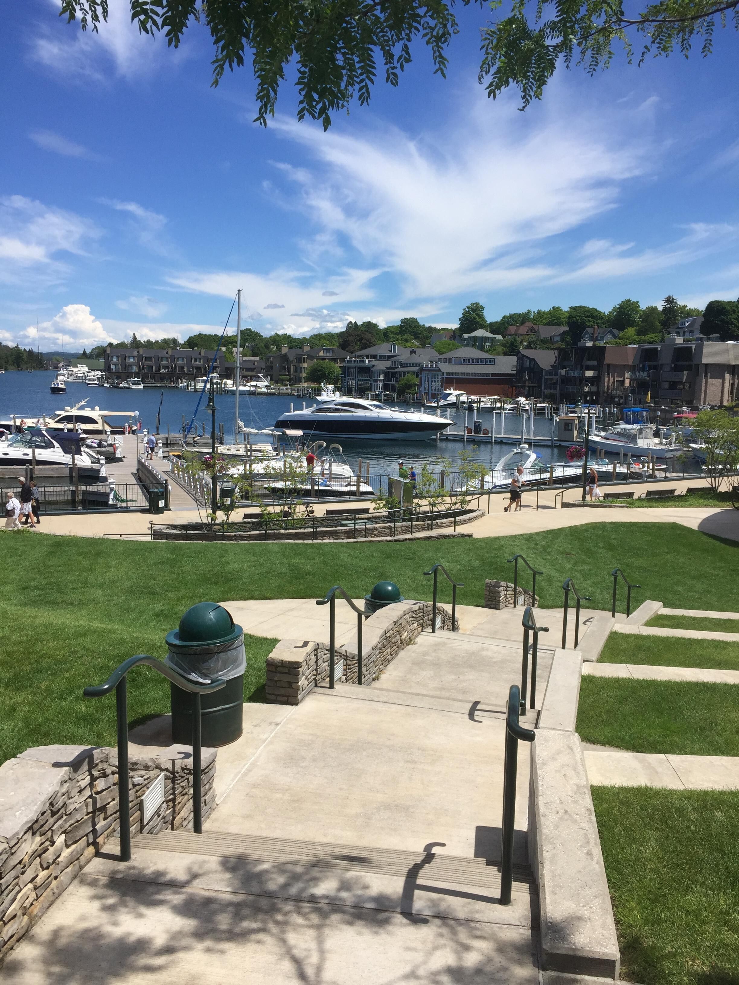 Charlevoix harbor - a two block walk
