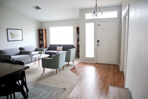 Smart TV, DVD player, books, video library