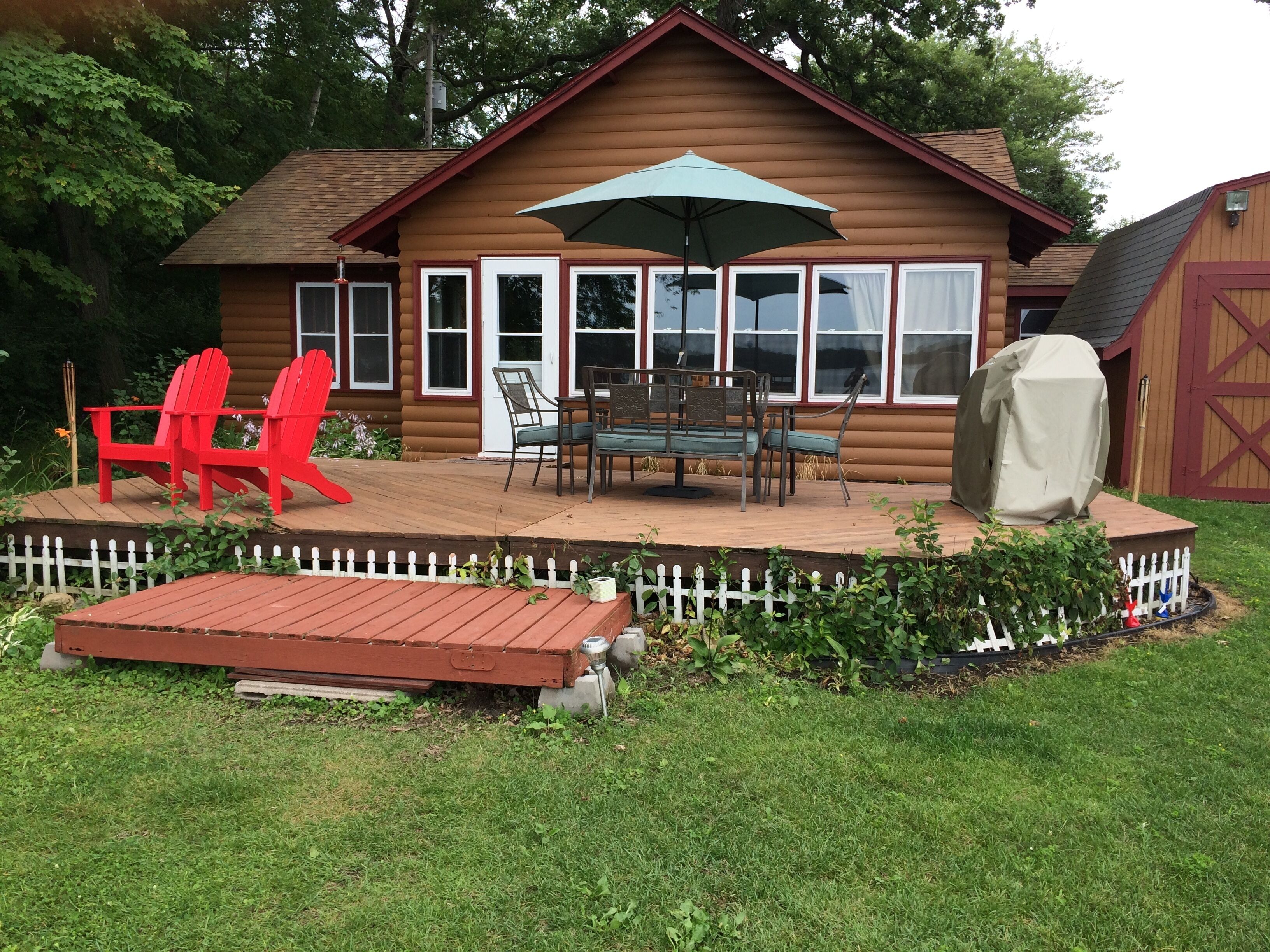 Enjoy the lake front living while eating or relaxing on the deck.